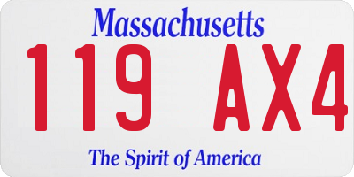 MA license plate 119AX4