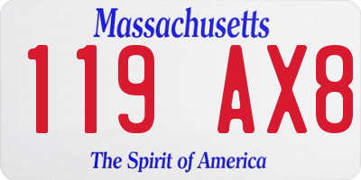 MA license plate 119AX8