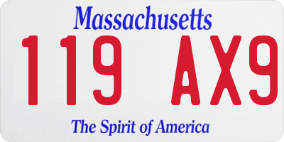 MA license plate 119AX9