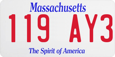 MA license plate 119AY3