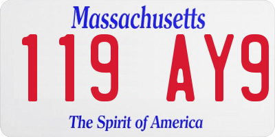 MA license plate 119AY9