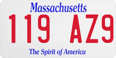 MA license plate 119AZ9