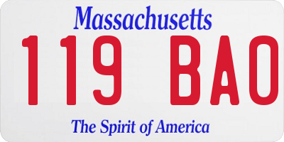 MA license plate 119BA0