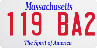 MA license plate 119BA2