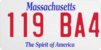 MA license plate 119BA4
