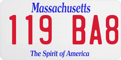 MA license plate 119BA8