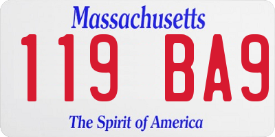 MA license plate 119BA9