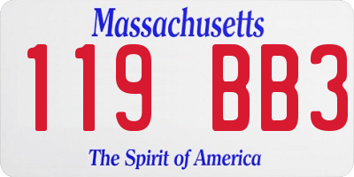 MA license plate 119BB3