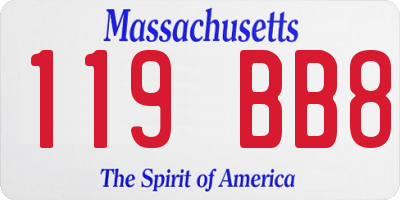MA license plate 119BB8