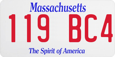 MA license plate 119BC4