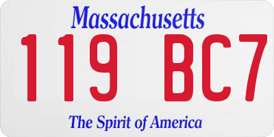 MA license plate 119BC7