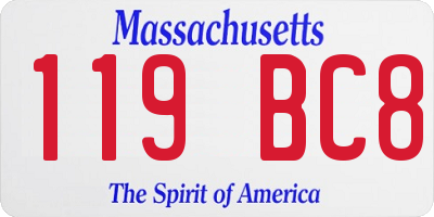 MA license plate 119BC8