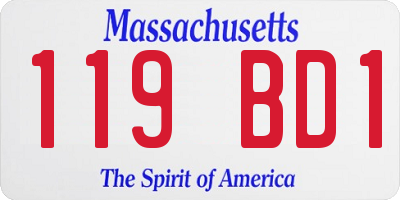MA license plate 119BD1