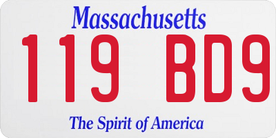 MA license plate 119BD9