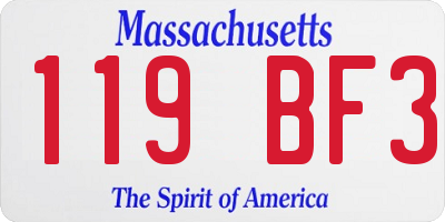 MA license plate 119BF3