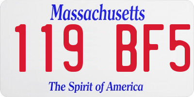 MA license plate 119BF5