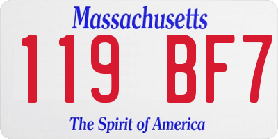 MA license plate 119BF7