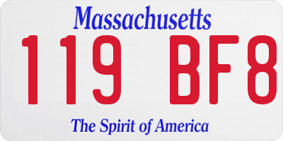 MA license plate 119BF8