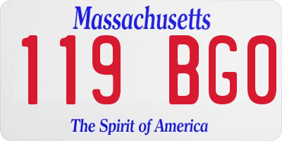 MA license plate 119BG0