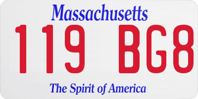 MA license plate 119BG8