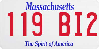 MA license plate 119BI2
