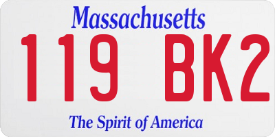MA license plate 119BK2