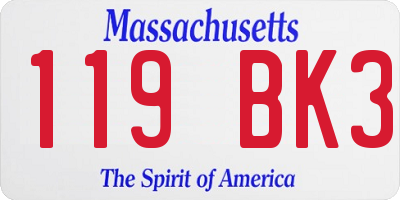 MA license plate 119BK3