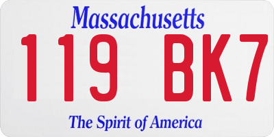 MA license plate 119BK7