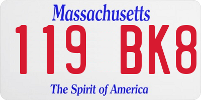 MA license plate 119BK8
