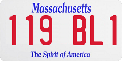 MA license plate 119BL1