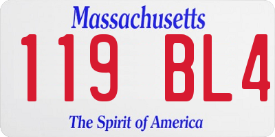 MA license plate 119BL4