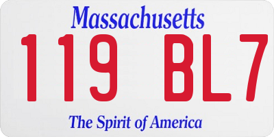 MA license plate 119BL7