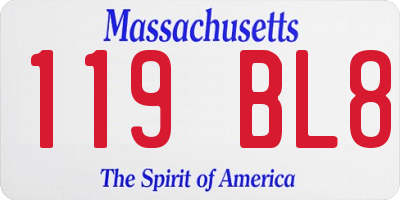 MA license plate 119BL8