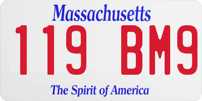 MA license plate 119BM9