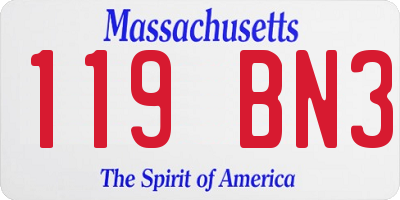 MA license plate 119BN3