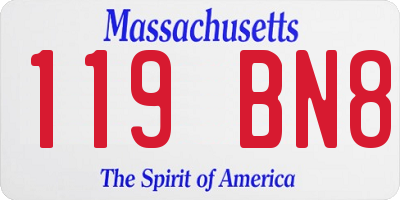 MA license plate 119BN8