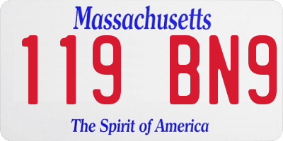 MA license plate 119BN9