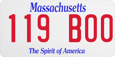MA license plate 119BO0