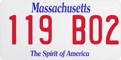 MA license plate 119BO2