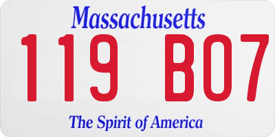 MA license plate 119BO7