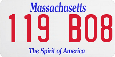 MA license plate 119BO8