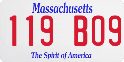 MA license plate 119BO9