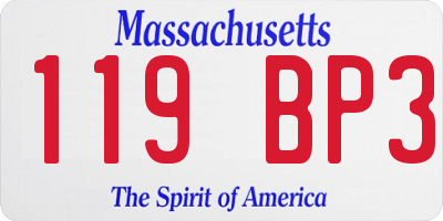 MA license plate 119BP3