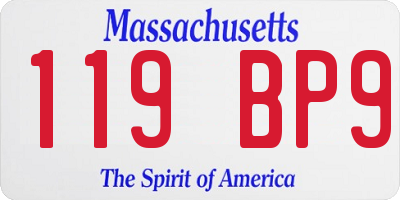 MA license plate 119BP9
