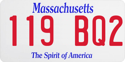 MA license plate 119BQ2