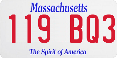 MA license plate 119BQ3
