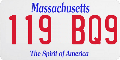 MA license plate 119BQ9