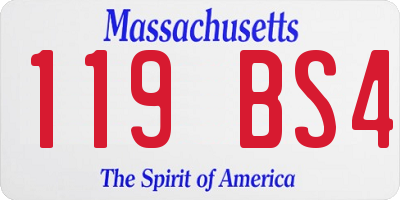 MA license plate 119BS4