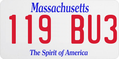 MA license plate 119BU3