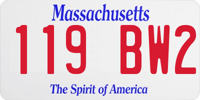 MA license plate 119BW2